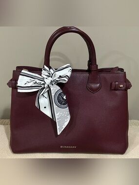 Burberry Banner Medium Plum Leather Satchel